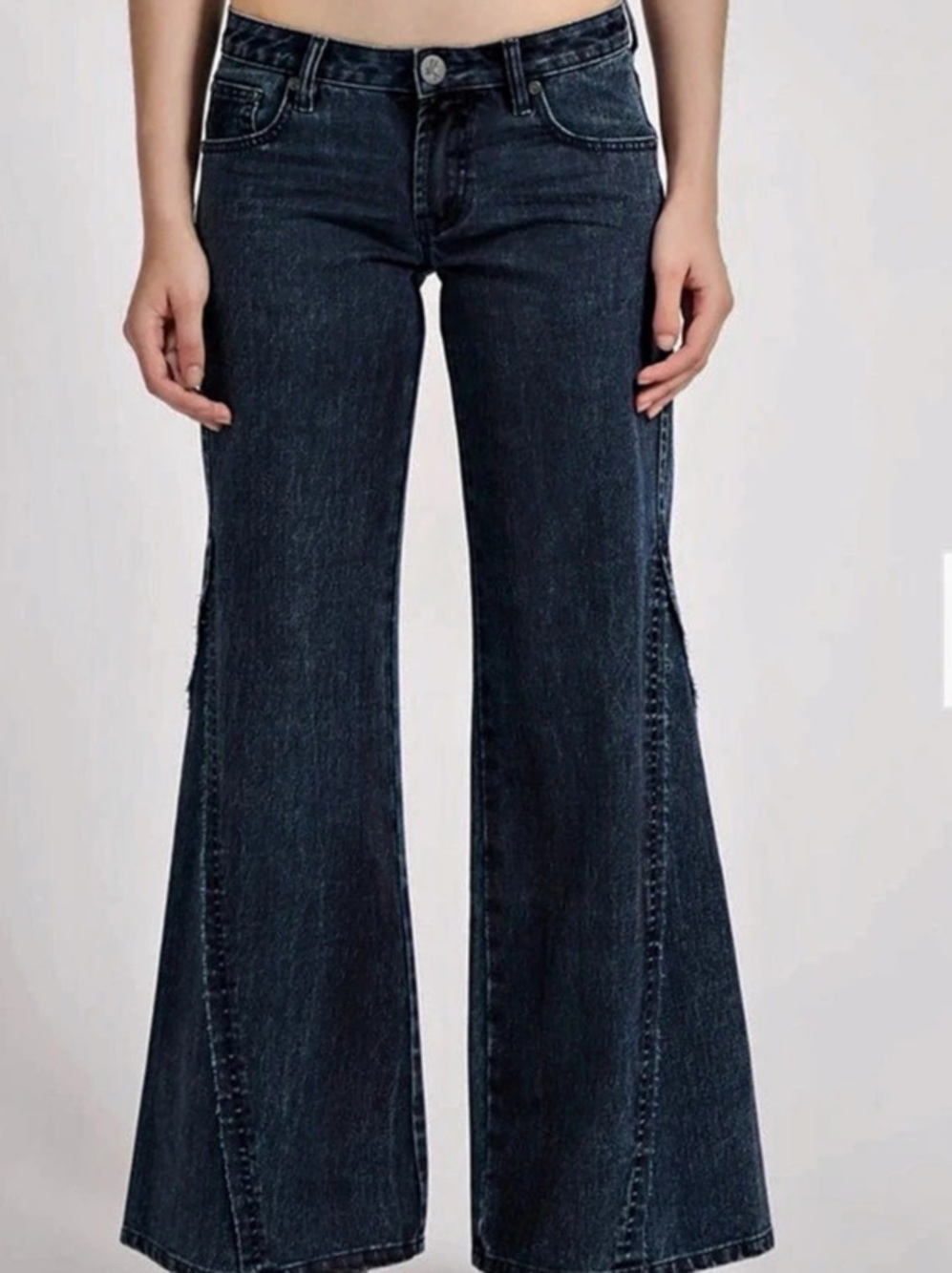 One Teaspoon Johnnie’s Mid Waist Wide Leg Denim Jeans Blue Waist 32
